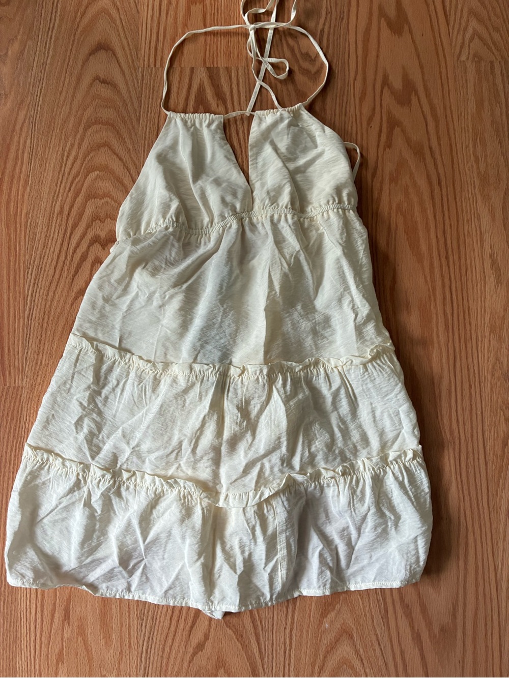 Cream Halter Tiered Sun Dress - Lightweight Summer Style